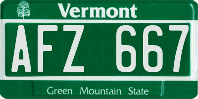 VT license plate AFZ667