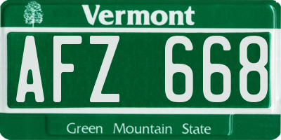 VT license plate AFZ668