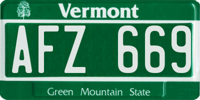 VT license plate AFZ669