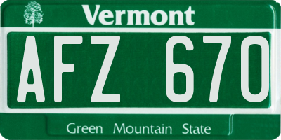 VT license plate AFZ670