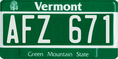 VT license plate AFZ671