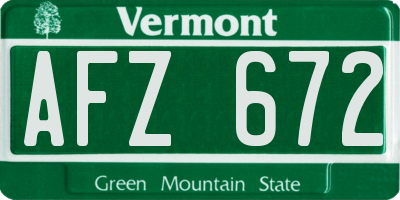VT license plate AFZ672
