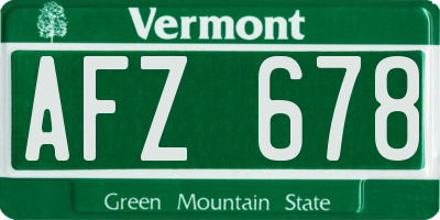 VT license plate AFZ678