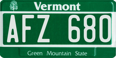 VT license plate AFZ680