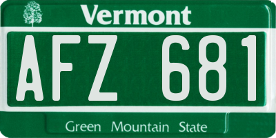 VT license plate AFZ681