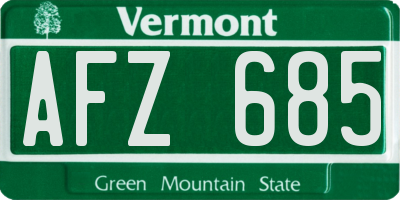VT license plate AFZ685