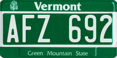 VT license plate AFZ692