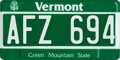 VT license plate AFZ694