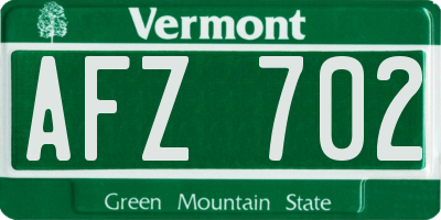 VT license plate AFZ702