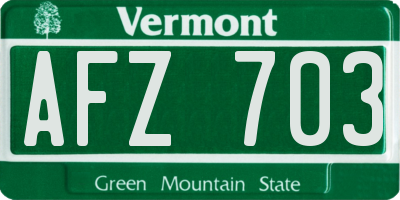 VT license plate AFZ703