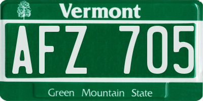 VT license plate AFZ705