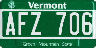 VT license plate AFZ706