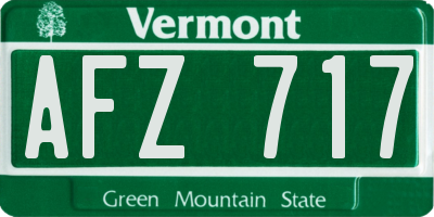 VT license plate AFZ717