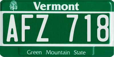 VT license plate AFZ718