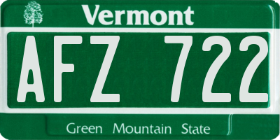 VT license plate AFZ722