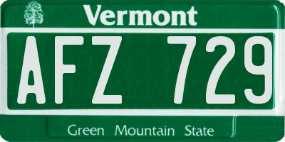 VT license plate AFZ729