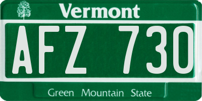 VT license plate AFZ730