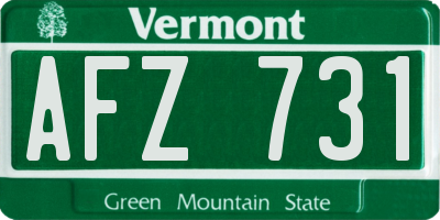VT license plate AFZ731