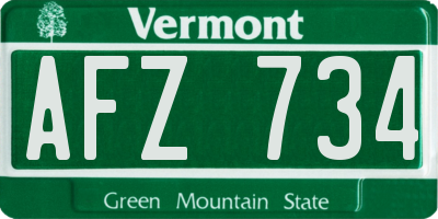 VT license plate AFZ734