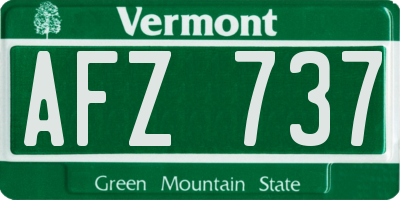 VT license plate AFZ737