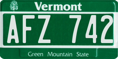 VT license plate AFZ742