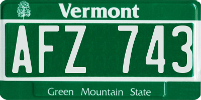 VT license plate AFZ743