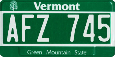 VT license plate AFZ745