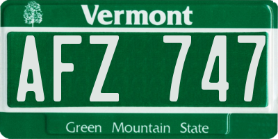 VT license plate AFZ747