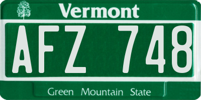 VT license plate AFZ748