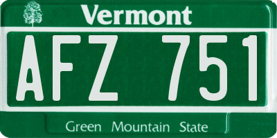 VT license plate AFZ751