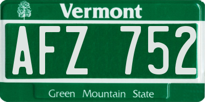 VT license plate AFZ752