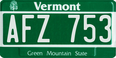 VT license plate AFZ753