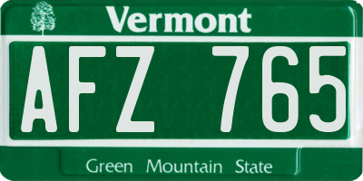 VT license plate AFZ765