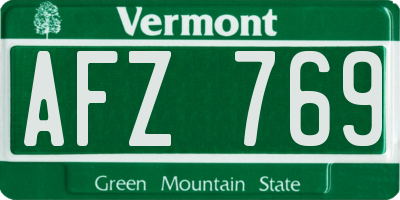 VT license plate AFZ769