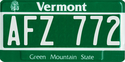 VT license plate AFZ772