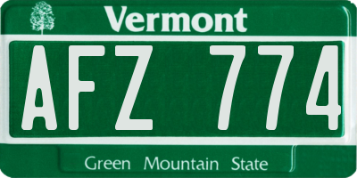VT license plate AFZ774