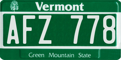 VT license plate AFZ778