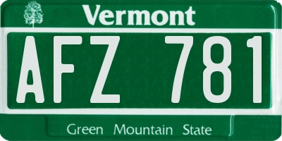 VT license plate AFZ781