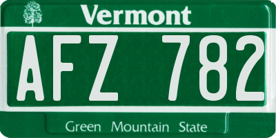 VT license plate AFZ782