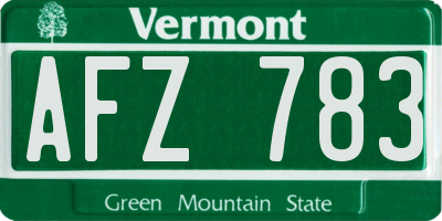VT license plate AFZ783