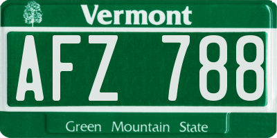 VT license plate AFZ788