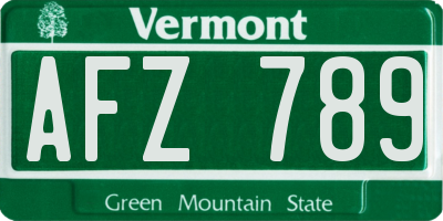VT license plate AFZ789