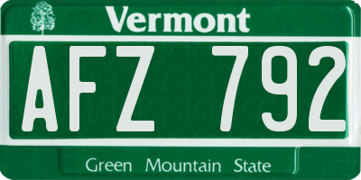 VT license plate AFZ792