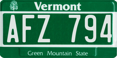VT license plate AFZ794