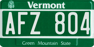 VT license plate AFZ804
