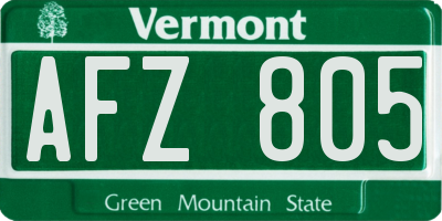 VT license plate AFZ805
