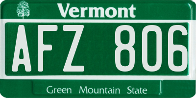 VT license plate AFZ806