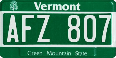 VT license plate AFZ807