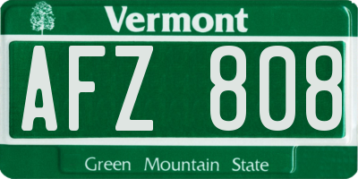 VT license plate AFZ808
