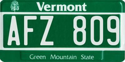 VT license plate AFZ809